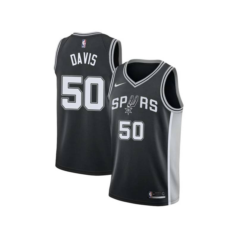 Black Willie Davis Twill Basketball Jersey -Spurs #50 Davis Twill Jerseys, FREE SHIPPING