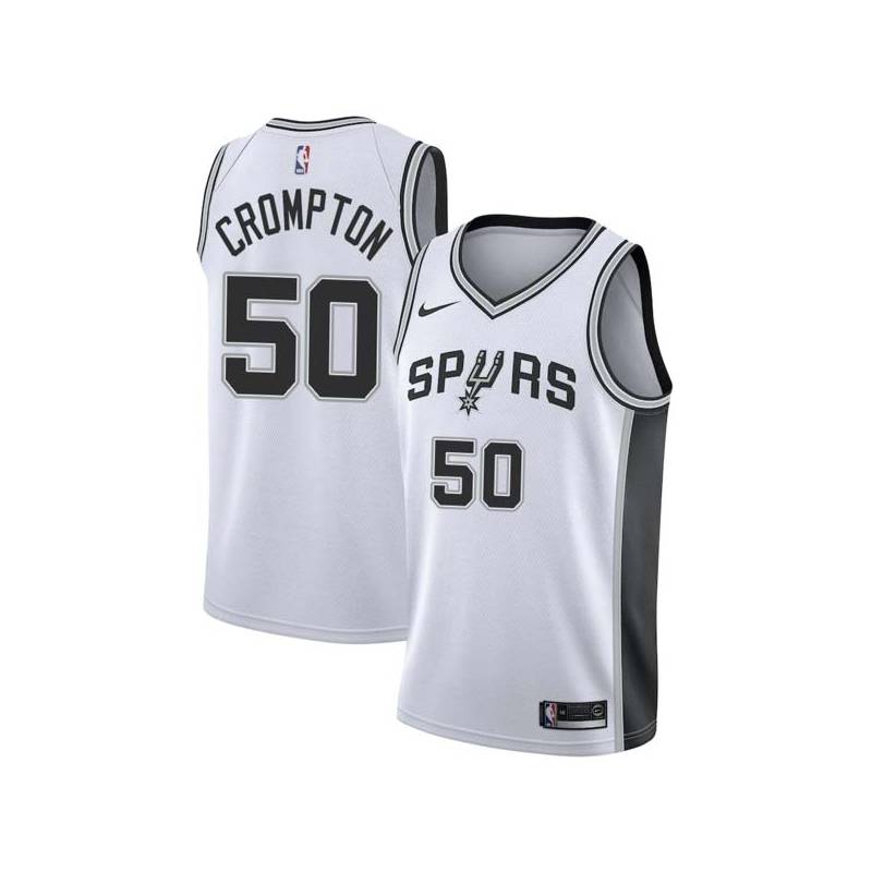 White Geoff Crompton Twill Basketball Jersey -Spurs #50 Crompton Twill Jerseys, FREE SHIPPING