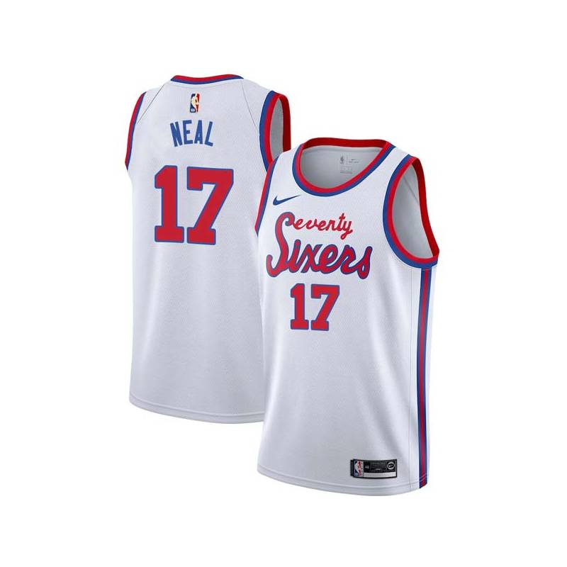 White Classic Jim Neal Twill Basketball Jersey -76ers #17 Neal Twill Jerseys, FREE SHIPPING