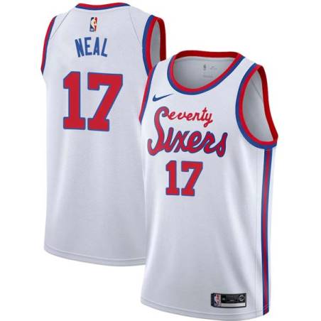 White Classic Jim Neal Twill Basketball Jersey -76ers #17 Neal Twill Jerseys, FREE SHIPPING