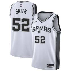 White Ken Smith Twill Basketball Jersey -Spurs #52 Smith Twill Jerseys, FREE SHIPPING