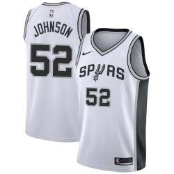 White George Johnson Twill Basketball Jersey -Spurs #52 Johnson Twill Jerseys, FREE SHIPPING