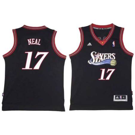 Black Throwback Jim Neal Twill Basketball Jersey -76ers #17 Neal Twill Jerseys, FREE SHIPPING