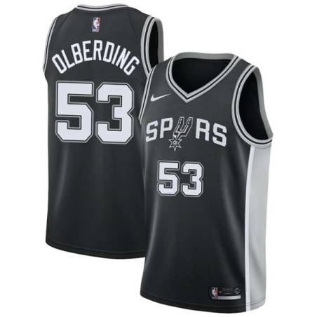 Black Mark Olberding Twill Basketball Jersey -Spurs #53 Olberding Twill Jerseys, FREE SHIPPING