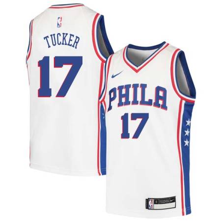 White Jim Tucker Twill Basketball Jersey -76ers #17 Tucker Twill Jerseys, FREE SHIPPING