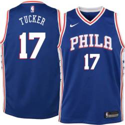 Blue Jim Tucker Twill Basketball Jersey -76ers #17 Tucker Twill Jerseys, FREE SHIPPING