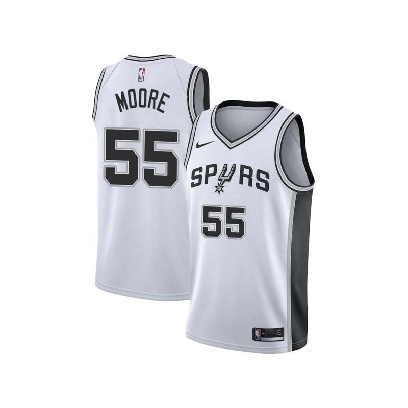 White Gene Moore Twill Basketball Jersey -Spurs #55 Moore Twill Jerseys, FREE SHIPPING