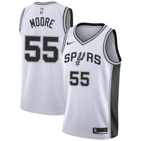 White Gene Moore Twill Basketball Jersey -Spurs #55 Moore Twill Jerseys, FREE SHIPPING