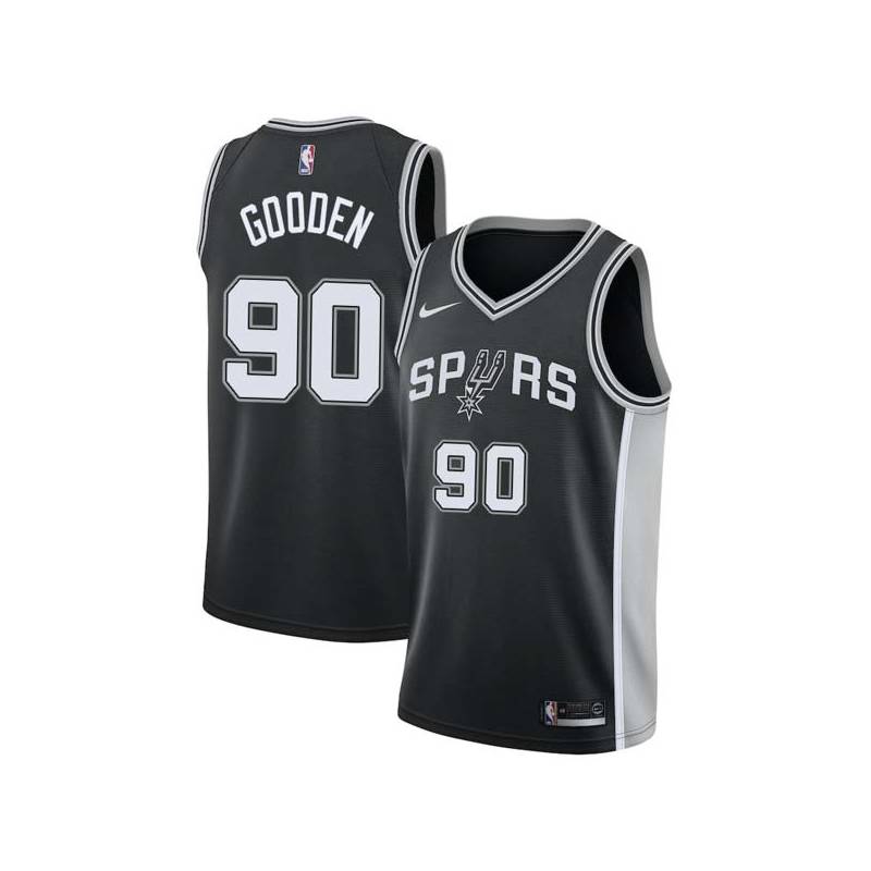 Black Drew Gooden Twill Basketball Jersey -Spurs #90 Gooden Twill Jerseys, FREE SHIPPING