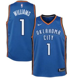 Blue Gus Williams Twill Basketball Jersey -Thunder #1 Williams Twill Jerseys, FREE SHIPPING