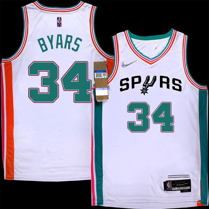 Spurs #34 Derrick Byars 2021-2022 City Edition Twill Jersey