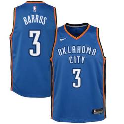 Blue Dana Barros Twill Basketball Jersey -Thunder #3 Barros Twill Jerseys, FREE SHIPPING
