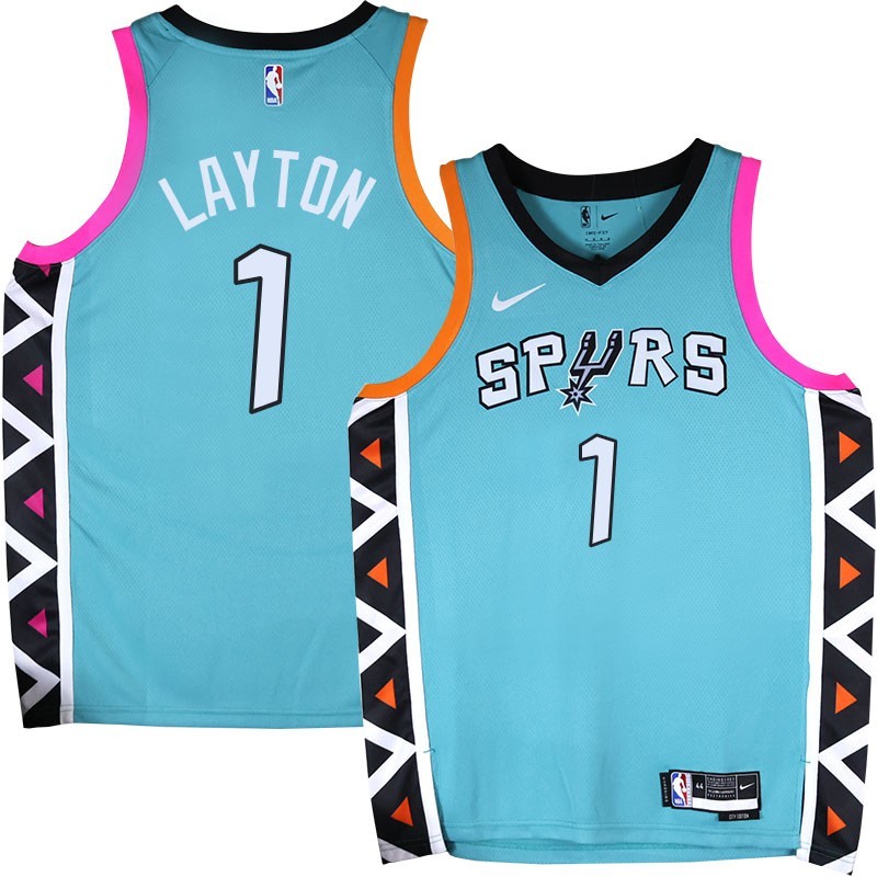 Spurs #1 Mo Layton 2022-2023 Green City Edition Twill Jersey