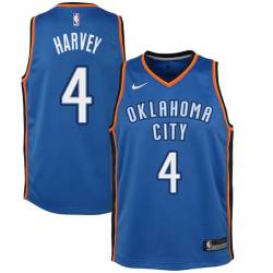 Blue Antonio Harvey Twill Basketball Jersey -Thunder #4 Harvey Twill Jerseys, FREE SHIPPING