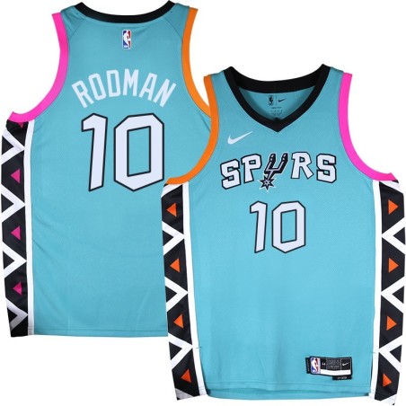 Spurs #10 Dennis Rodman 2022-2023 Green City Edition Twill Jersey