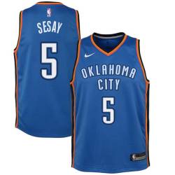 Blue Ansu Sesay Twill Basketball Jersey -Thunder #5 Sesay Twill Jerseys, FREE SHIPPING