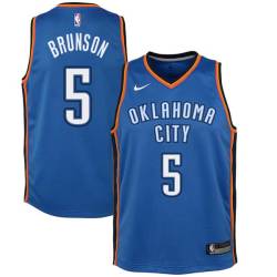 Blue Rick Brunson Twill Basketball Jersey -Thunder #5 Brunson Twill Jerseys, FREE SHIPPING