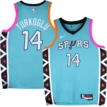 Spurs #14 Hedo Turkoglu 2022-2023 Green City Edition Twill Jersey