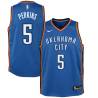 Blue Kendrick Perkins Twill Basketball Jersey -Thunder #5 Perkins Twill Jerseys, FREE SHIPPING