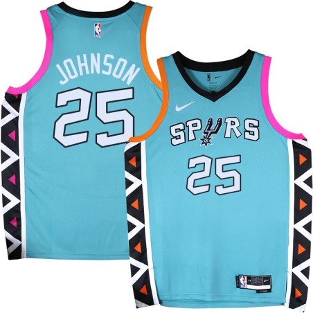 Spurs #25 Vinnie Johnson 2022-2023 Green City Edition Twill Jersey