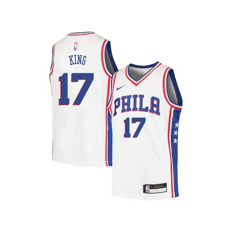 White Albert King Twill Basketball Jersey -76ers #17 King Twill Jerseys, FREE SHIPPING