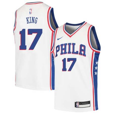 White Albert King Twill Basketball Jersey -76ers #17 King Twill Jerseys, FREE SHIPPING