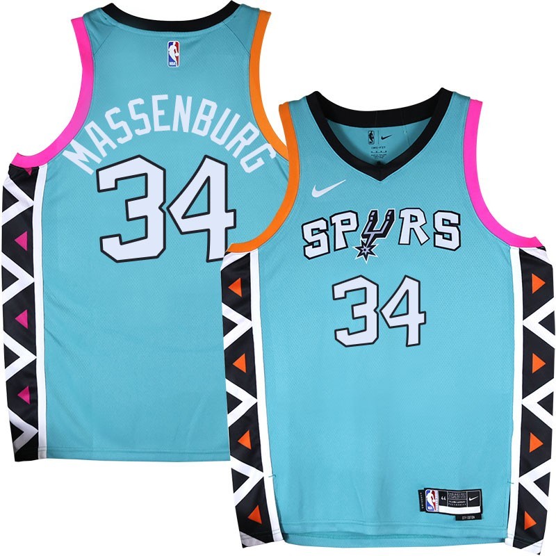 Spurs #34 Tony Massenburg 2022-2023 Green City Edition Twill Jersey