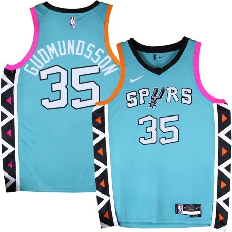 Spurs #35 Petur Gudmundsson 2022-2023 Green City Edition Twill Jersey