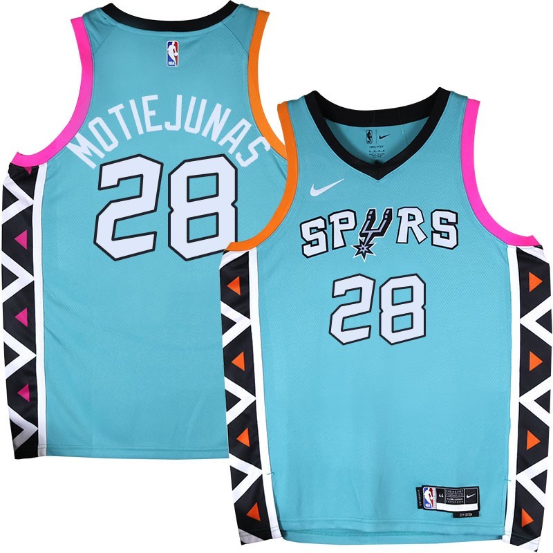 Spurs #28 Donatas Motiejunas 2022-2023 Green City Edition Twill Jersey