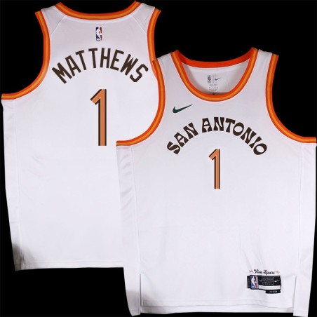 Spurs #1 Wes Matthews 2023-2024 City Edition Twill Jersey