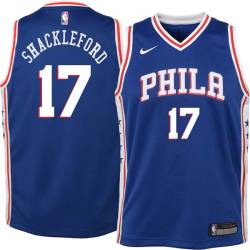 Blue Charles Shackleford Twill Basketball Jersey -76ers #17 Shackleford Twill Jerseys, FREE SHIPPING