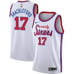 White Classic Charles Shackleford Twill Basketball Jersey -76ers #17 Shackleford Twill Jerseys, FREE SHIPPING