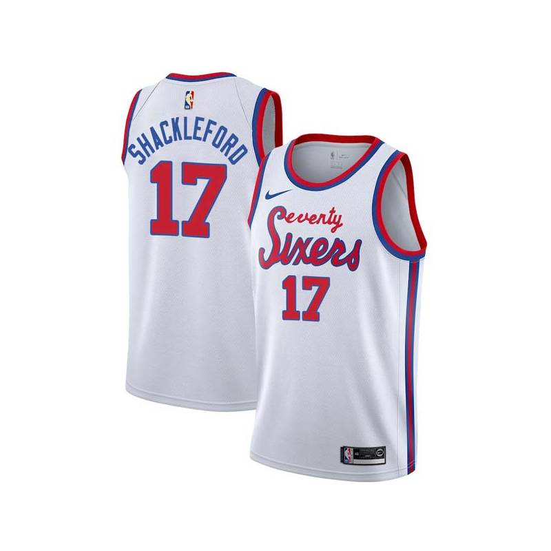 White Classic Charles Shackleford Twill Basketball Jersey -76ers #17 Shackleford Twill Jerseys, FREE SHIPPING