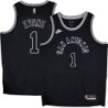 Spurs #1 Mike Evans Black Throwback Twill Jersey