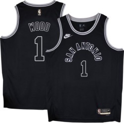 Spurs #1 Leon Wood Black Throwback Twill Jersey