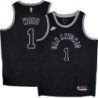 Spurs #1 Leon Wood Black Throwback Twill Jersey