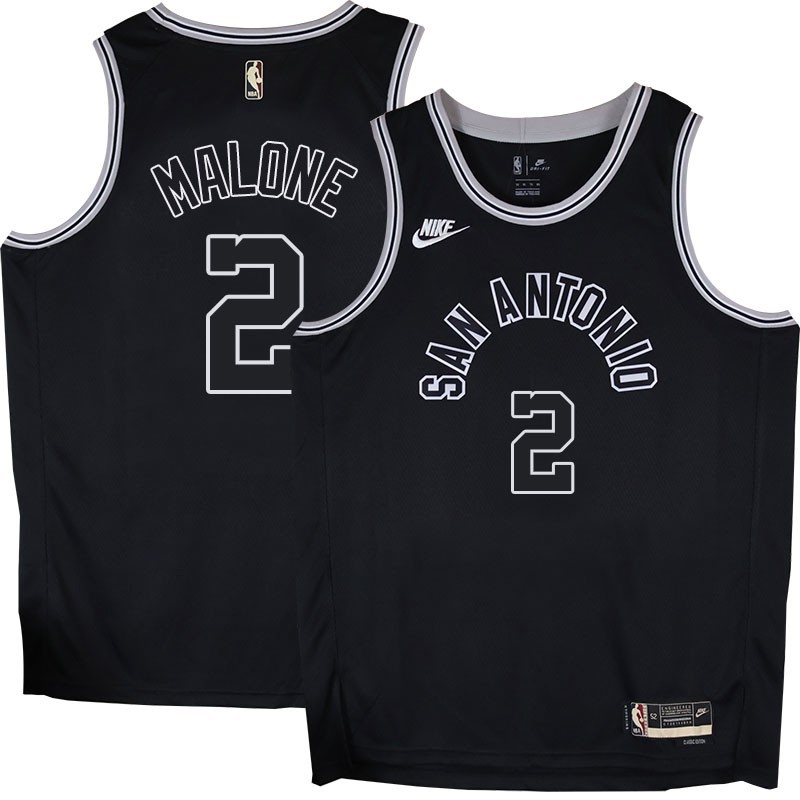 Spurs #2 Moses Malone Black Throwback Twill Jersey