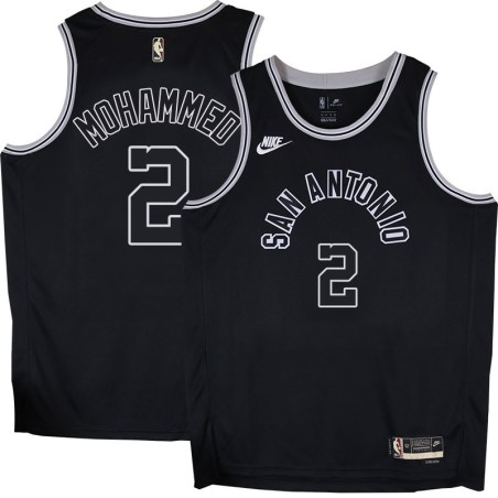 Spurs #2 Nazr Mohammed Black Throwback Twill Jersey