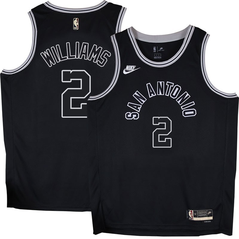 Spurs #2 Marcus Williams Black Throwback Twill Jersey