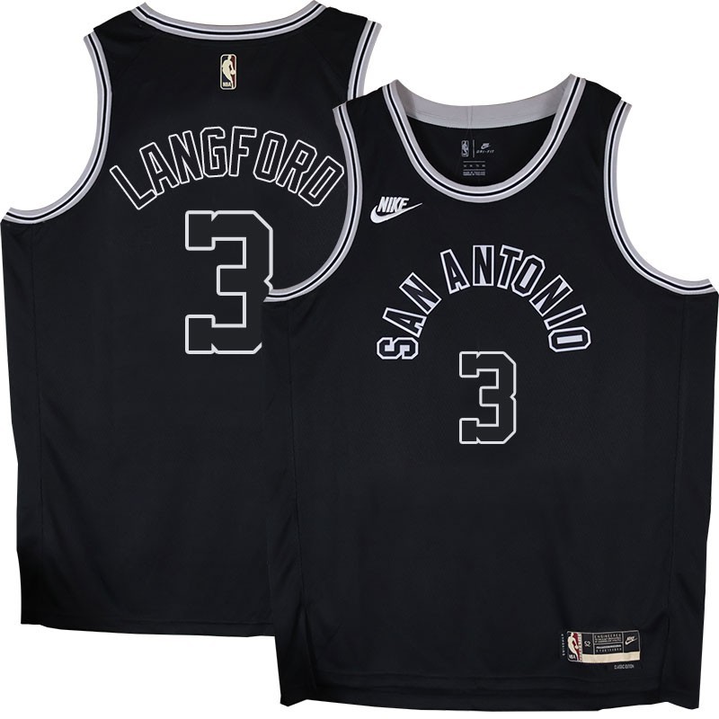 Spurs #3 Keith Langford Black Throwback Twill Jersey