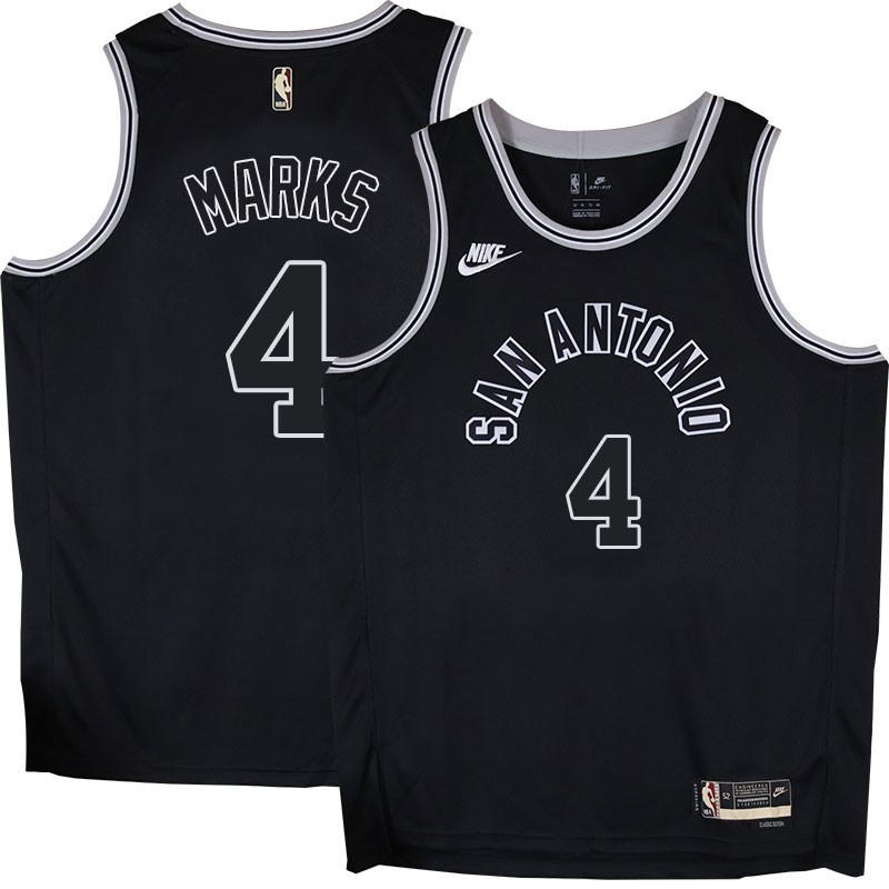 Spurs #4 Sean Marks Black Throwback Twill Jersey