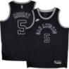 Spurs #5 Dejounte Murray Black Throwback Twill Jersey