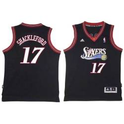 Black Throwback Charles Shackleford Twill Basketball Jersey -76ers #17 Shackleford Twill Jerseys, FREE SHIPPING