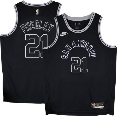 Spurs #21 Roger Phegley Black Throwback Twill Jersey