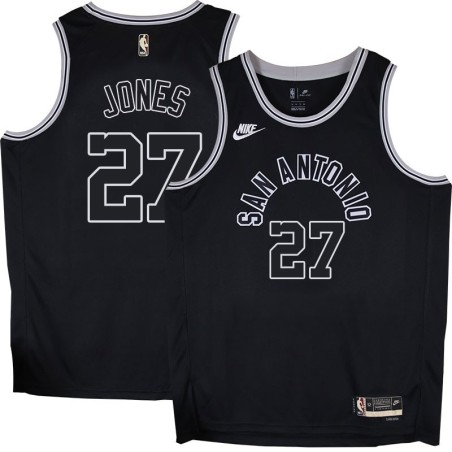 Spurs #27 Caldwell Jones Black Throwback Twill Jersey