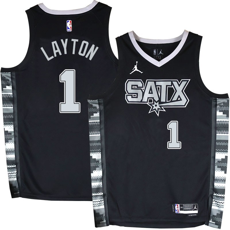 Spurs #1 Mo Layton SATX Black Twill Jersey