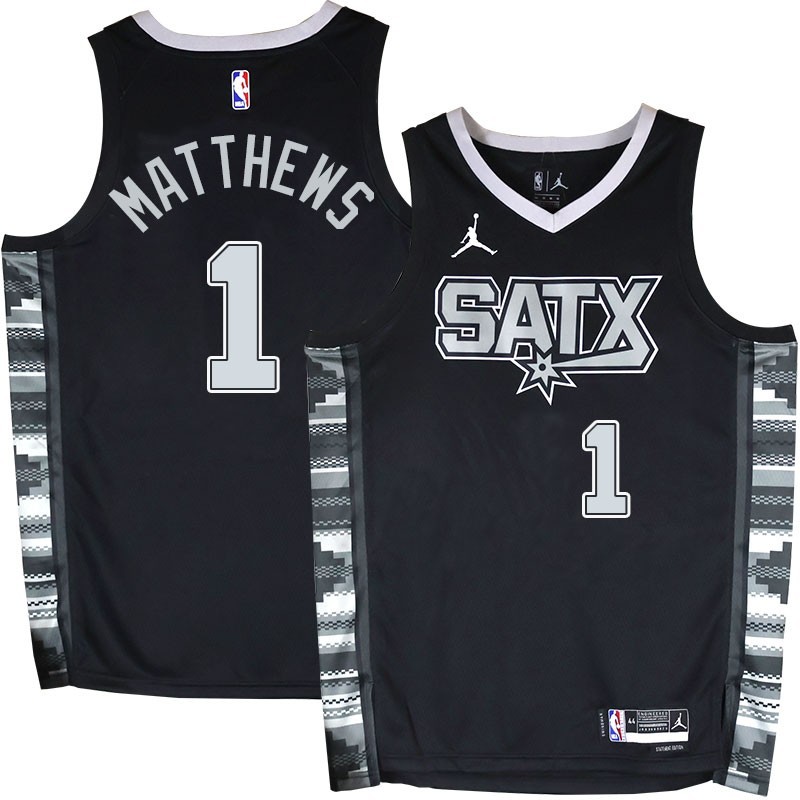 Spurs #1 Wes Matthews SATX Black Twill Jersey