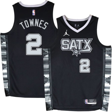 Spurs #2 Linton Townes SATX Black Twill Jersey