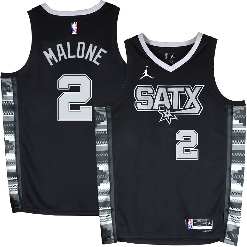 Spurs #2 Moses Malone SATX Black Twill Jersey