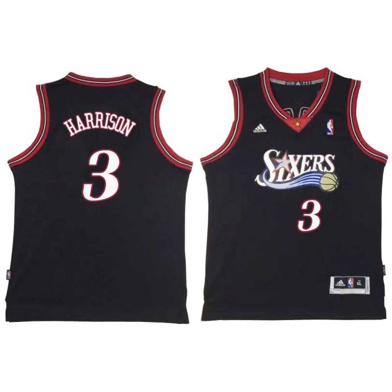 Black Throwback Bob Harrison Twill Basketball Jersey -76ers #3 Harrison Twill Jerseys, FREE SHIPPING